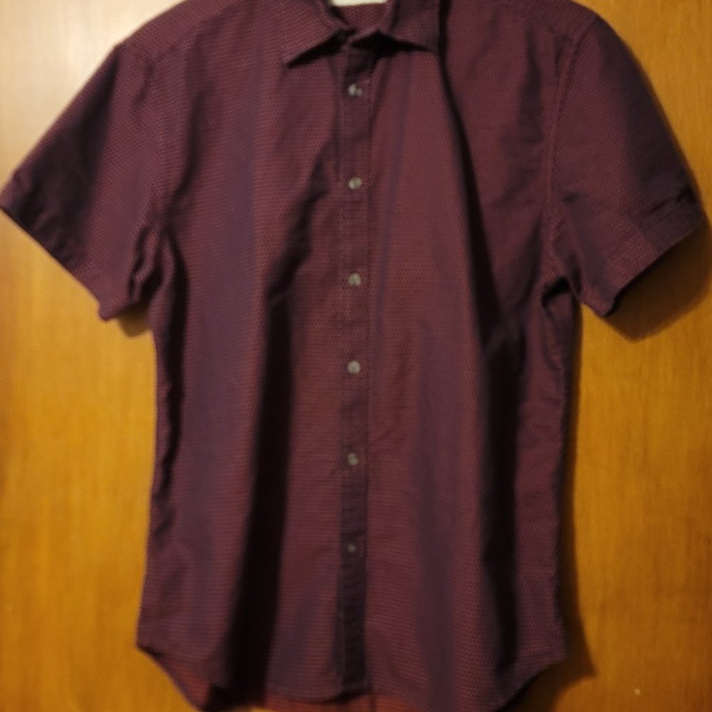 California Shirt Co. - Hudson Short-sleeve Dobby Button-down - Med-sh - Purple